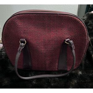 Vintage Tweed Handbag Bowler Handle Purse red bag